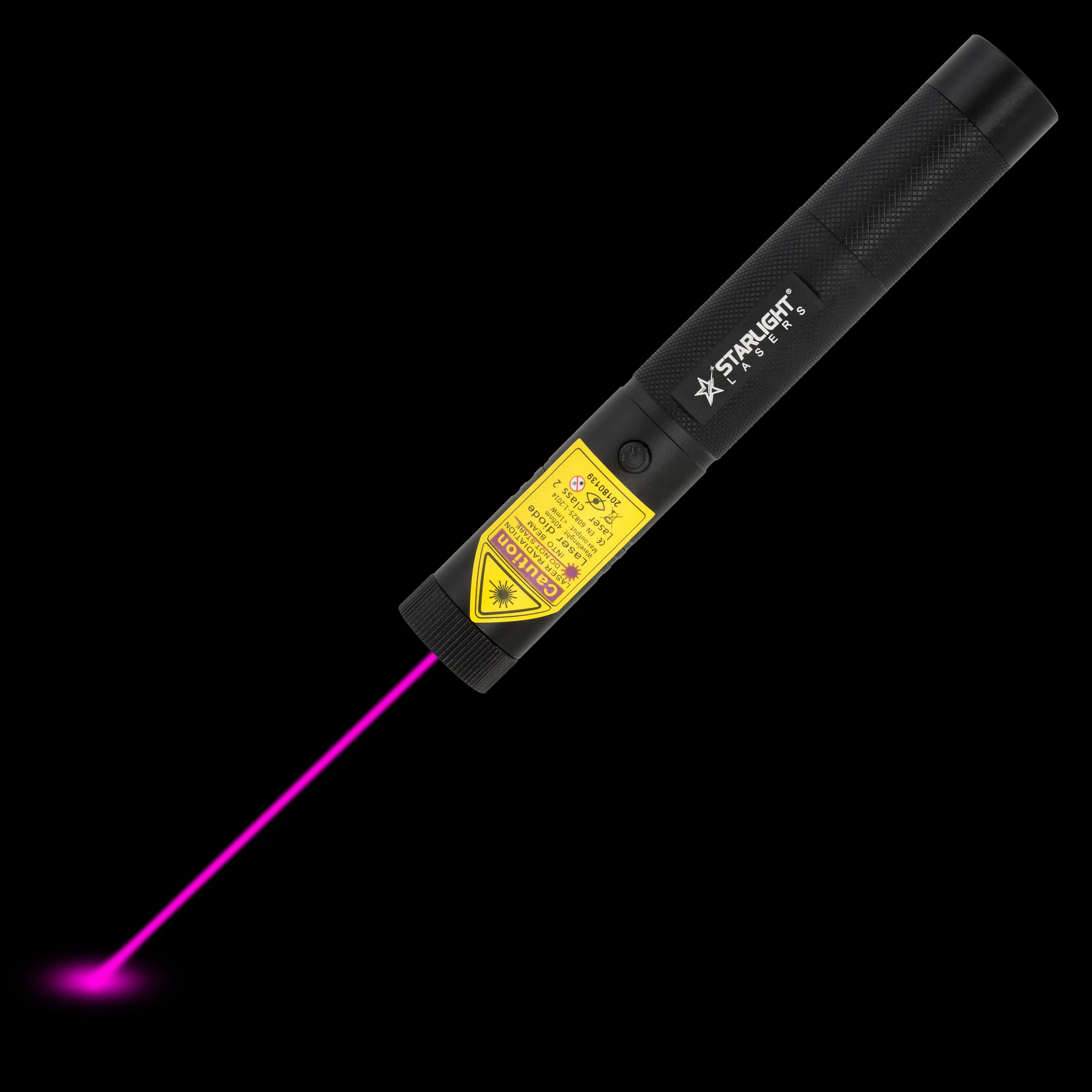 Pro violet laserpointer SL-V1 with visible laser beam in the dark
